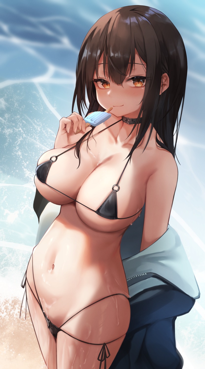 aoinu_(aoinu_99) bikini open_shirt swimsuits wet