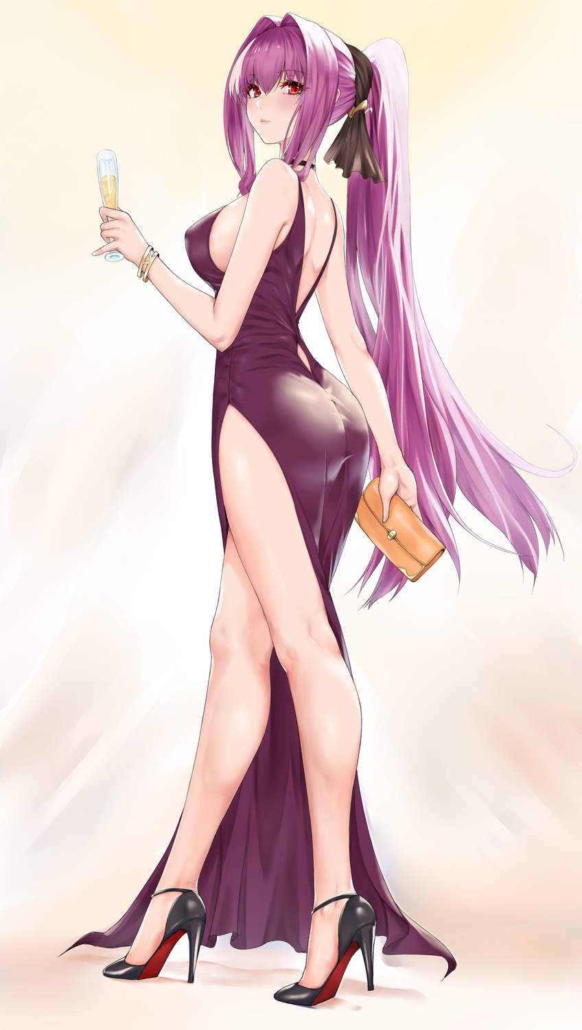 artist_revision ass dress fate/grand_order heels no_bra scathach_(fate/grand_order) toyoman