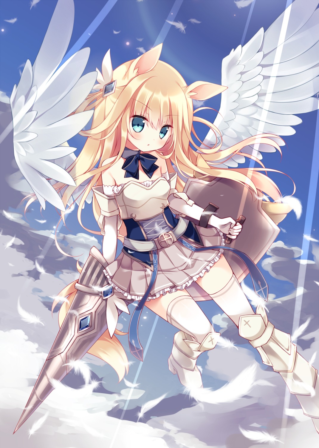 animal_ears armor heels hoshi tail thighhighs weapon wings