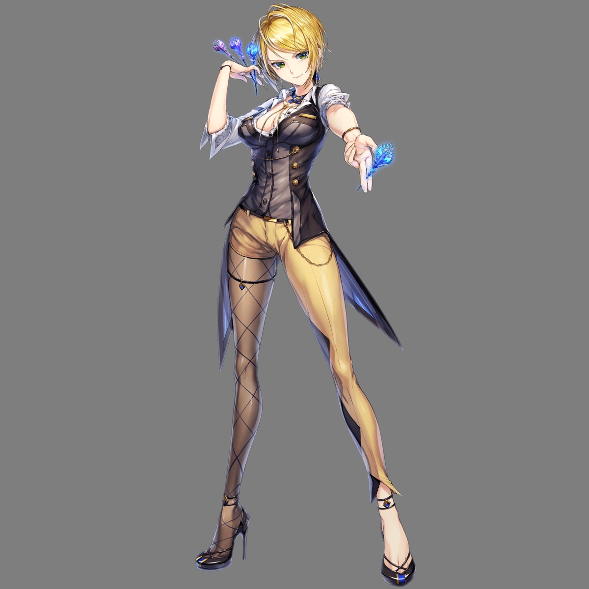 cleavage heels open_shirt transparent_png unitia weapon