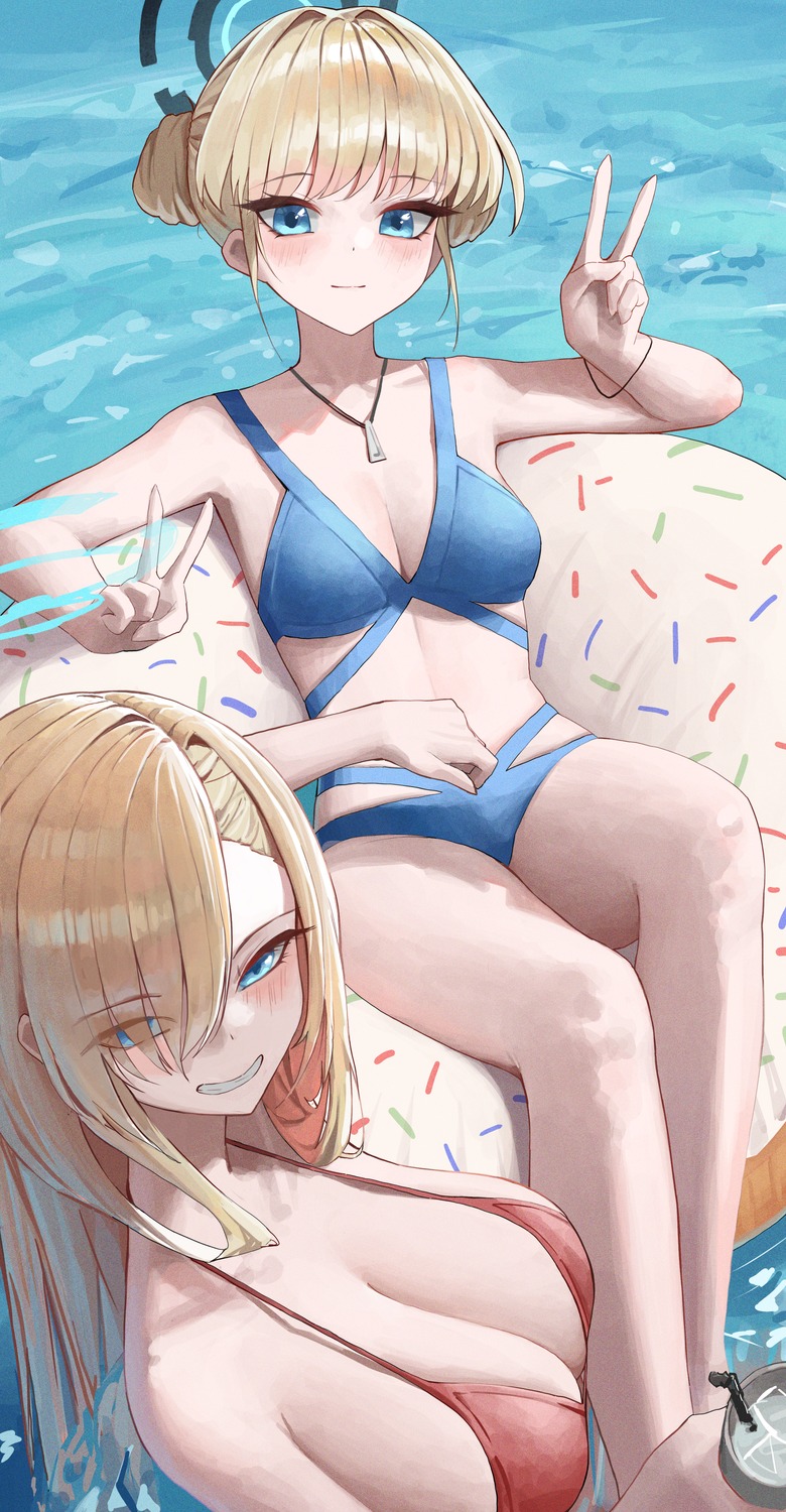 asuma_toki bikini bikini_top blue_archive cleavage halo hwan_(verypoor) ichinose_asuna swimsuits