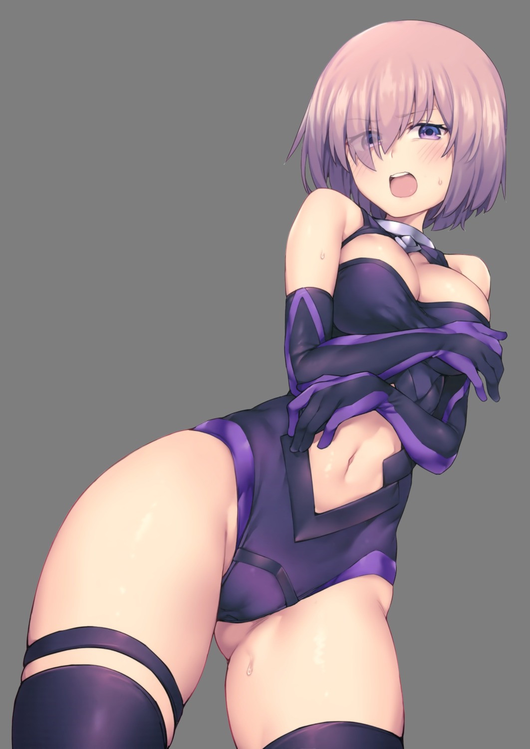 breast_hold cameltoe cleavage fate/grand_order garter jp06 leotard mash_kyrielight thighhighs transparent_png