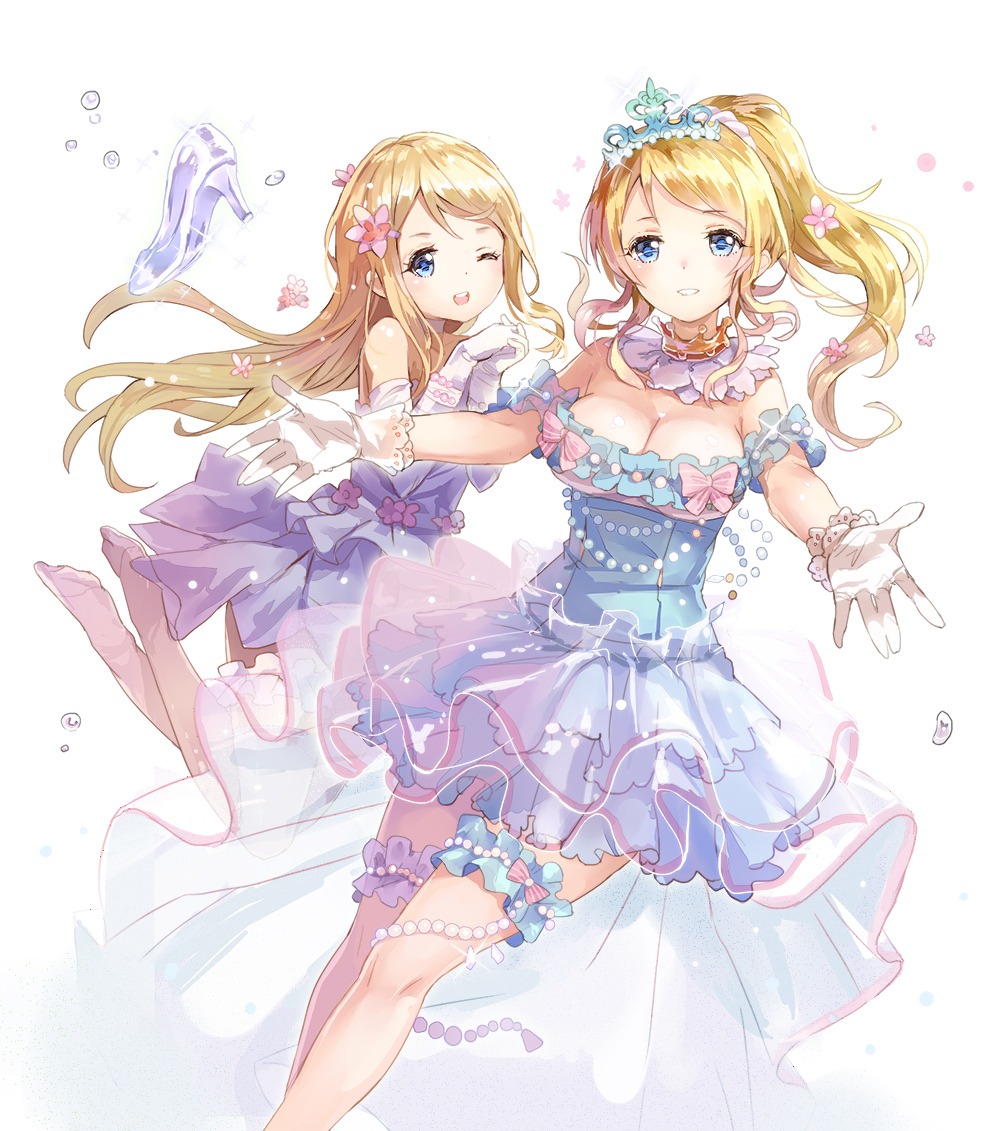 77gl ayase_arisa ayase_eli cleavage dress garter heels love_live!