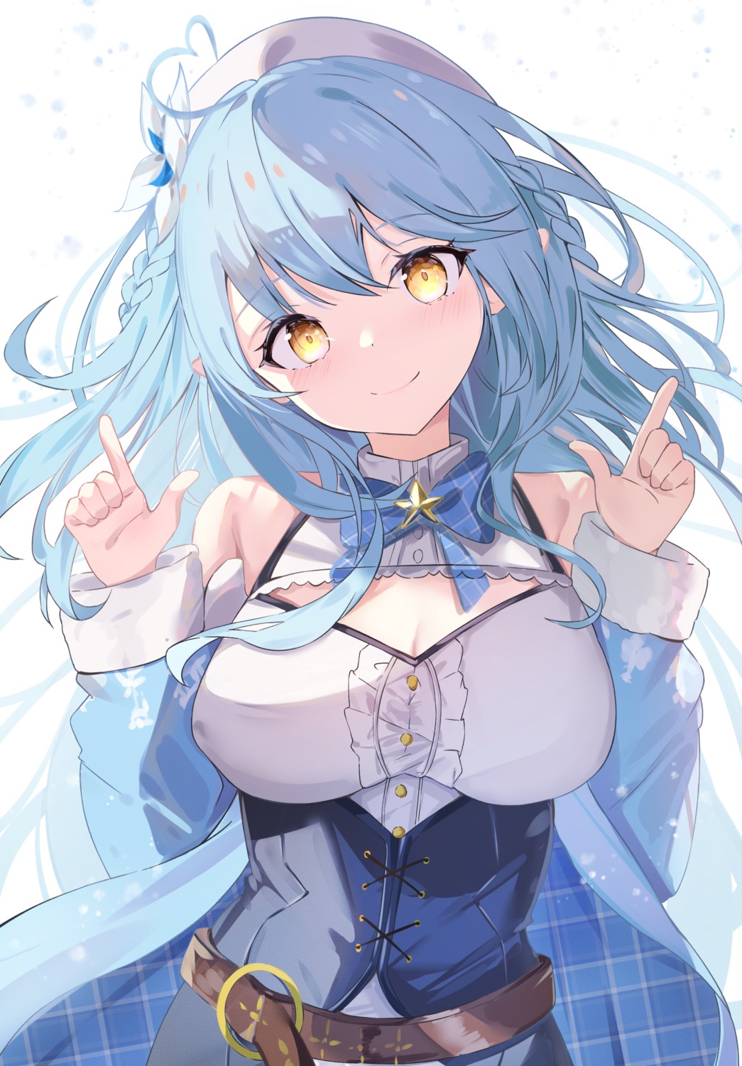 cleavage hololive pointy_ears runep yukihana_lamy