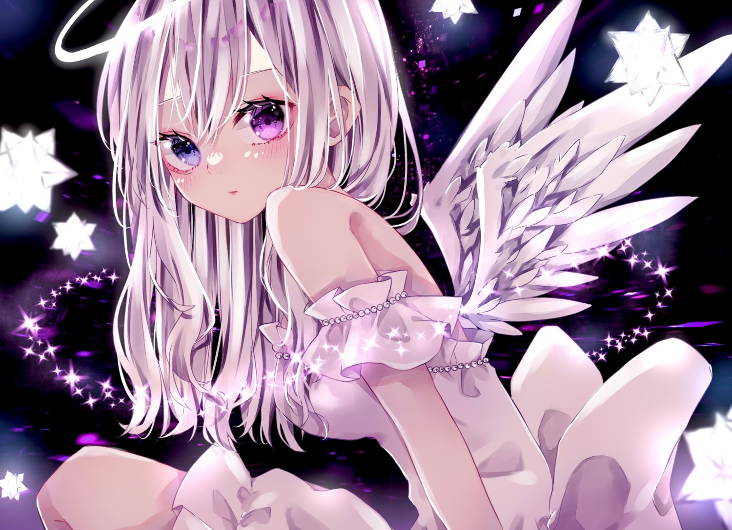 angel heterochromia shitsuki_luna wings