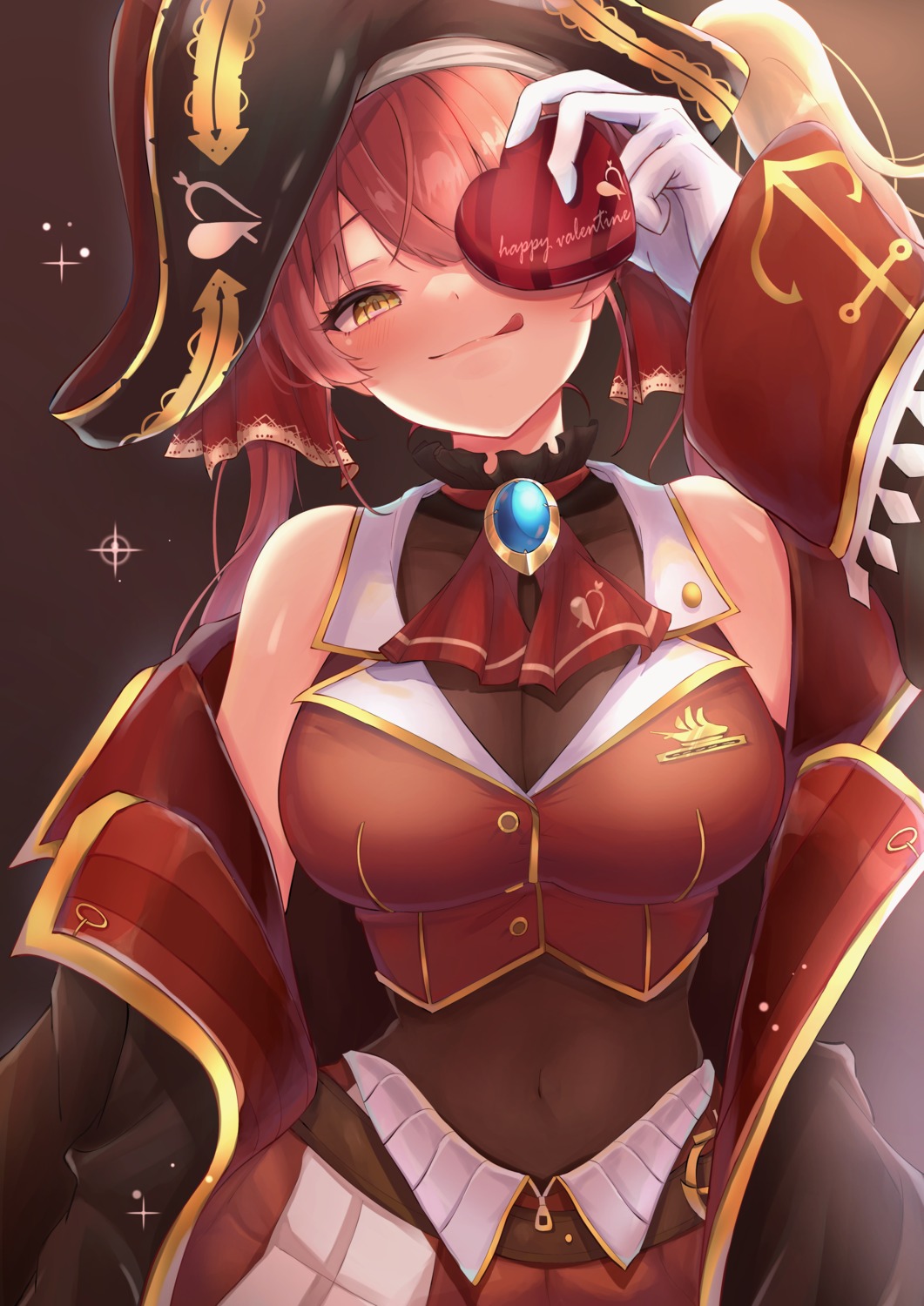 cleavage hololive houshou_marine kurataraku pirate see_through valentine