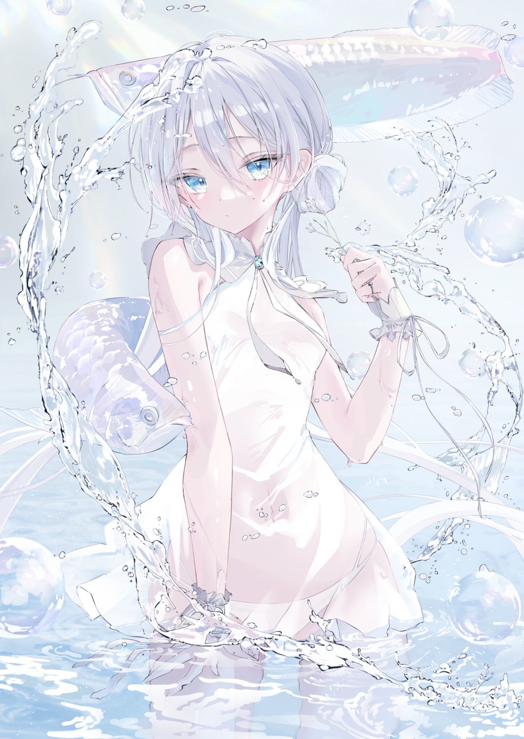 dress inubouzaki_(i_nu1515) pantsu see_through wet