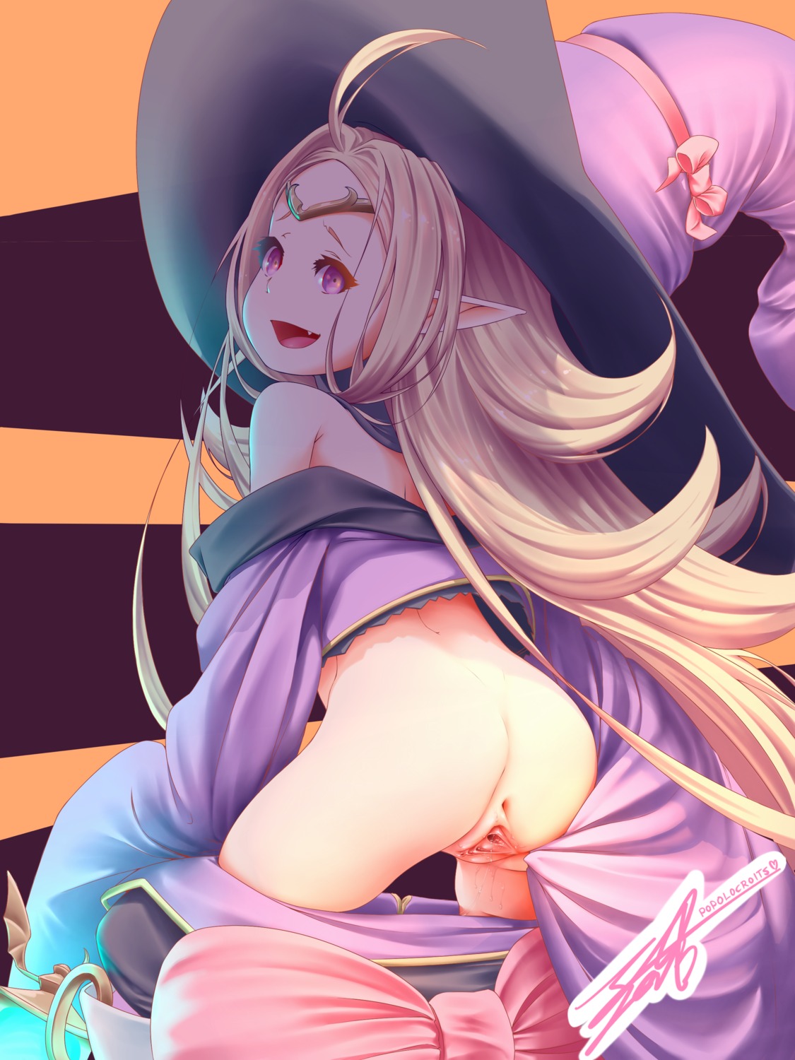 anus ass fire_emblem loli nopan open_shirt pointy_ears popolocroits pussy pussy_juice uncensored witch