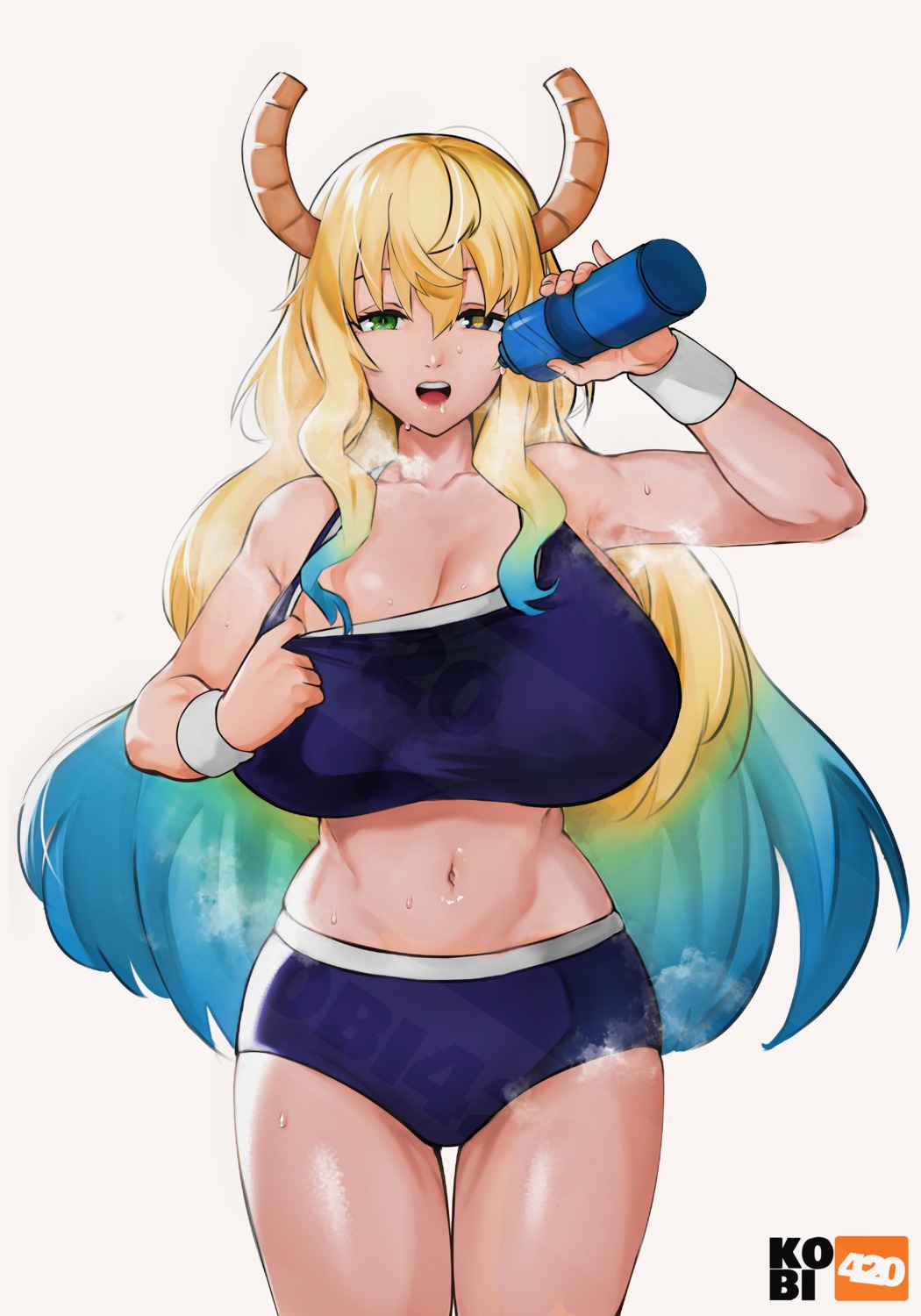 bra buruma gym_uniform heterochromia kobayashi-san_chi_no_maidragon kobi420 quetzalcoatl_(maidragon) wet