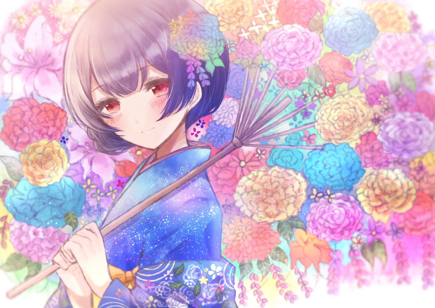 kimono morino_rinze namamake the_idolm@ster the_idolm@ster_shiny_colors umbrella