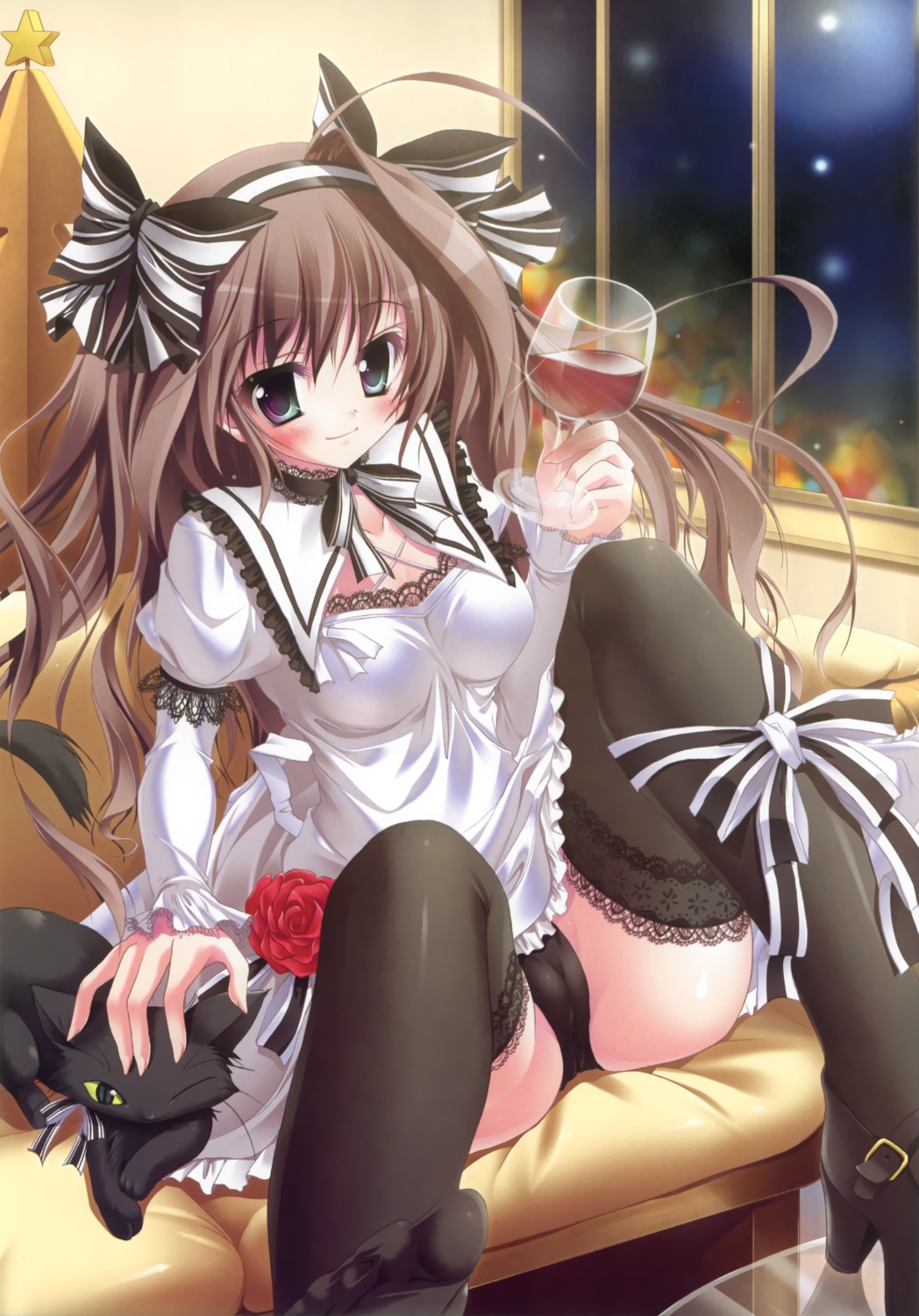 cameltoe dress heels hisuitei izumi_tsubasu lolita_fashion neko pantsu thighhighs