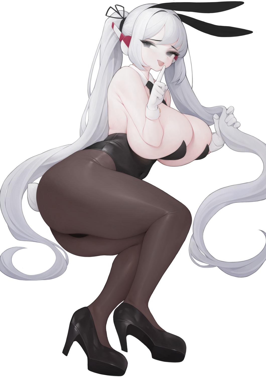 animal_ears ass bada_(hams) bunny_ears bunny_girl heels no_bra pantyhose rabbit_(wlsdnjs950) tail