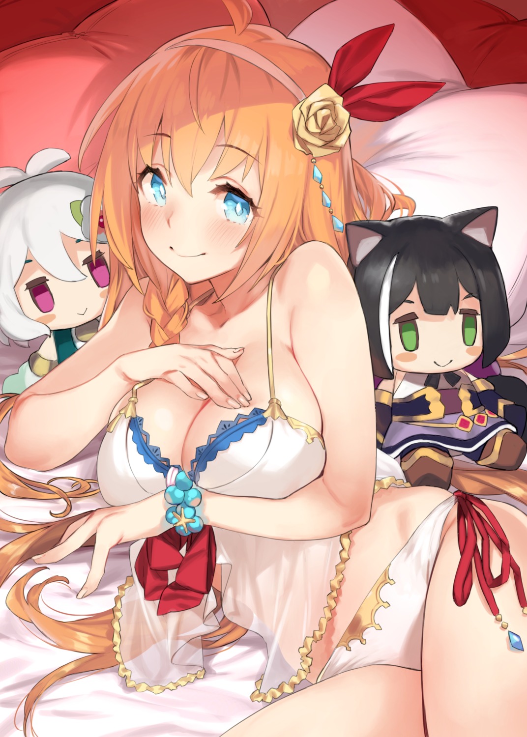 92m animal_ears breast_hold chibi karyl_(princess_connect) kokkoro lingerie nekomimi pantsu pecorine princess_connect princess_connect!_re:dive see_through