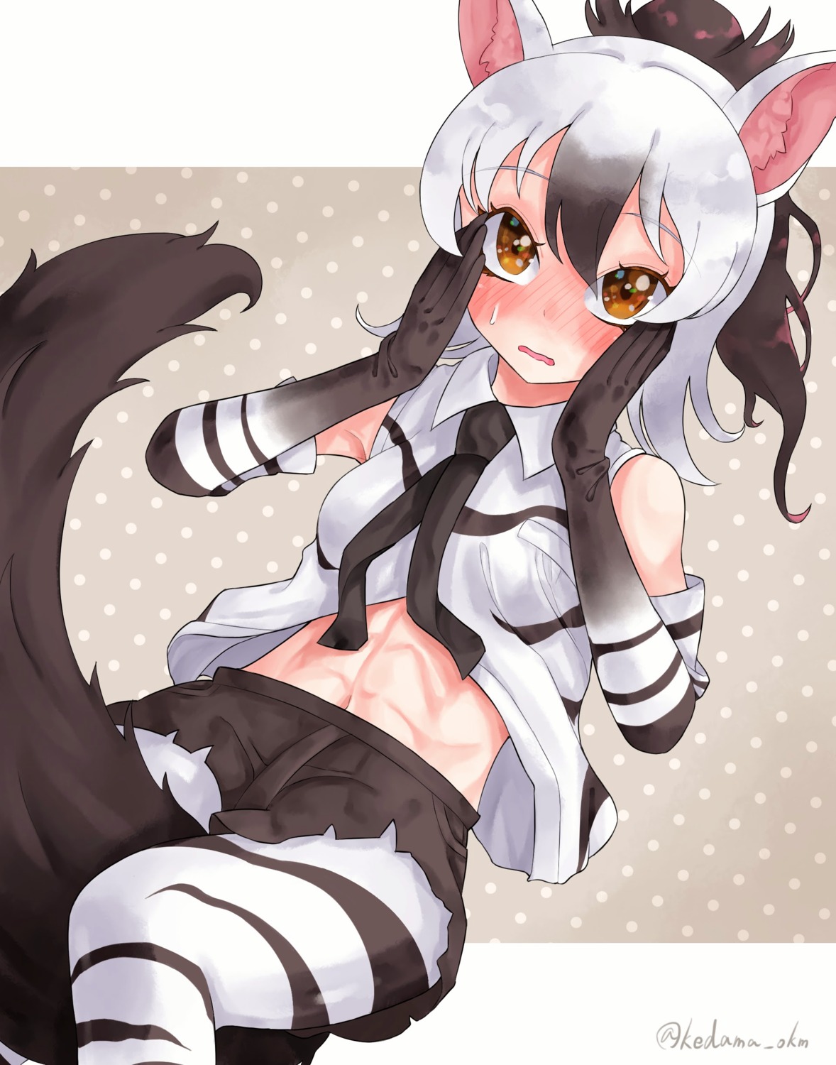 aardwolf animal_ears kedama_(ughugjydthjdf) kemono_friends pantyhose tail