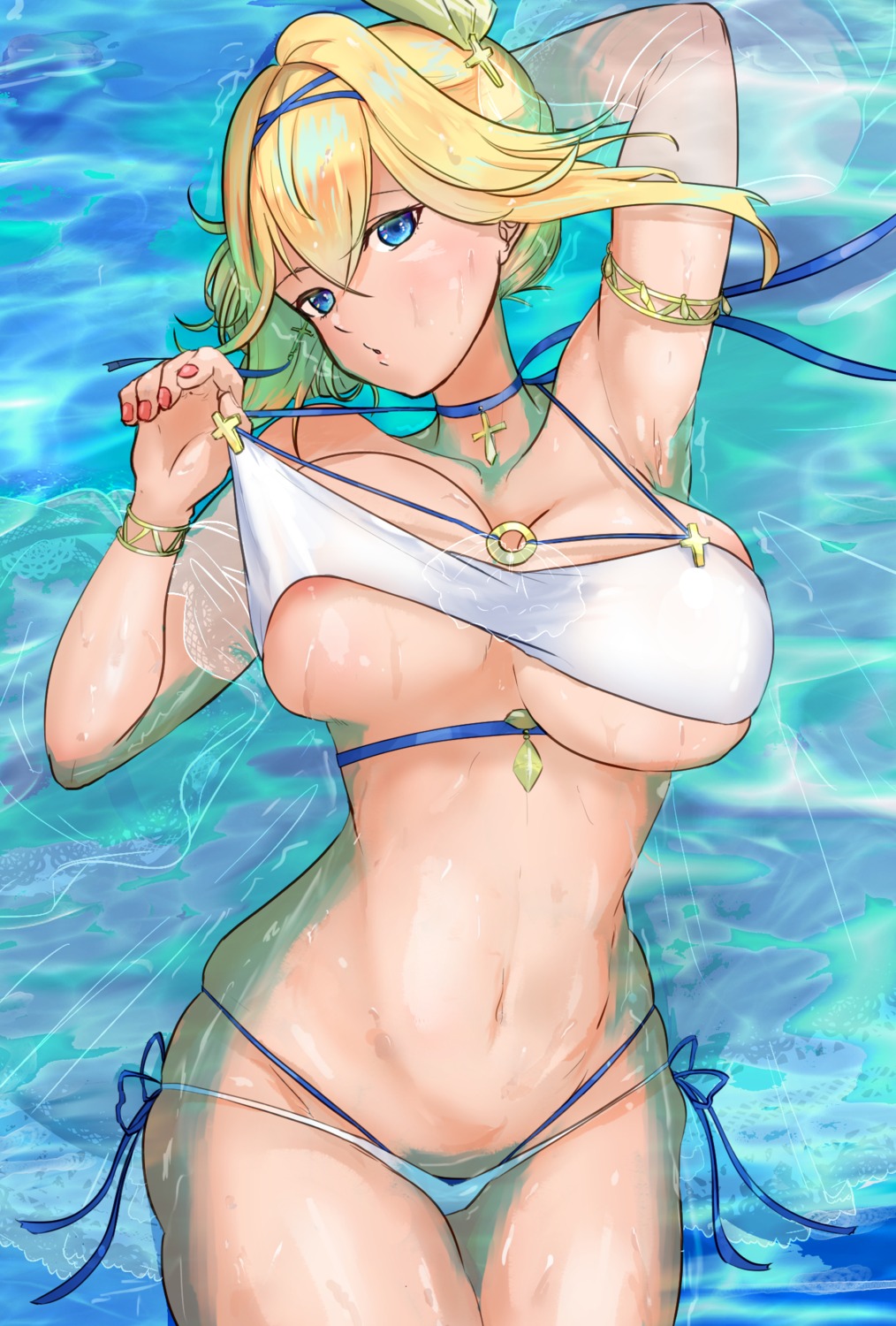 areola azur_lane bikini jeanne_d'arc_(azur_lane) swimsuits tagme underboob undressing wet