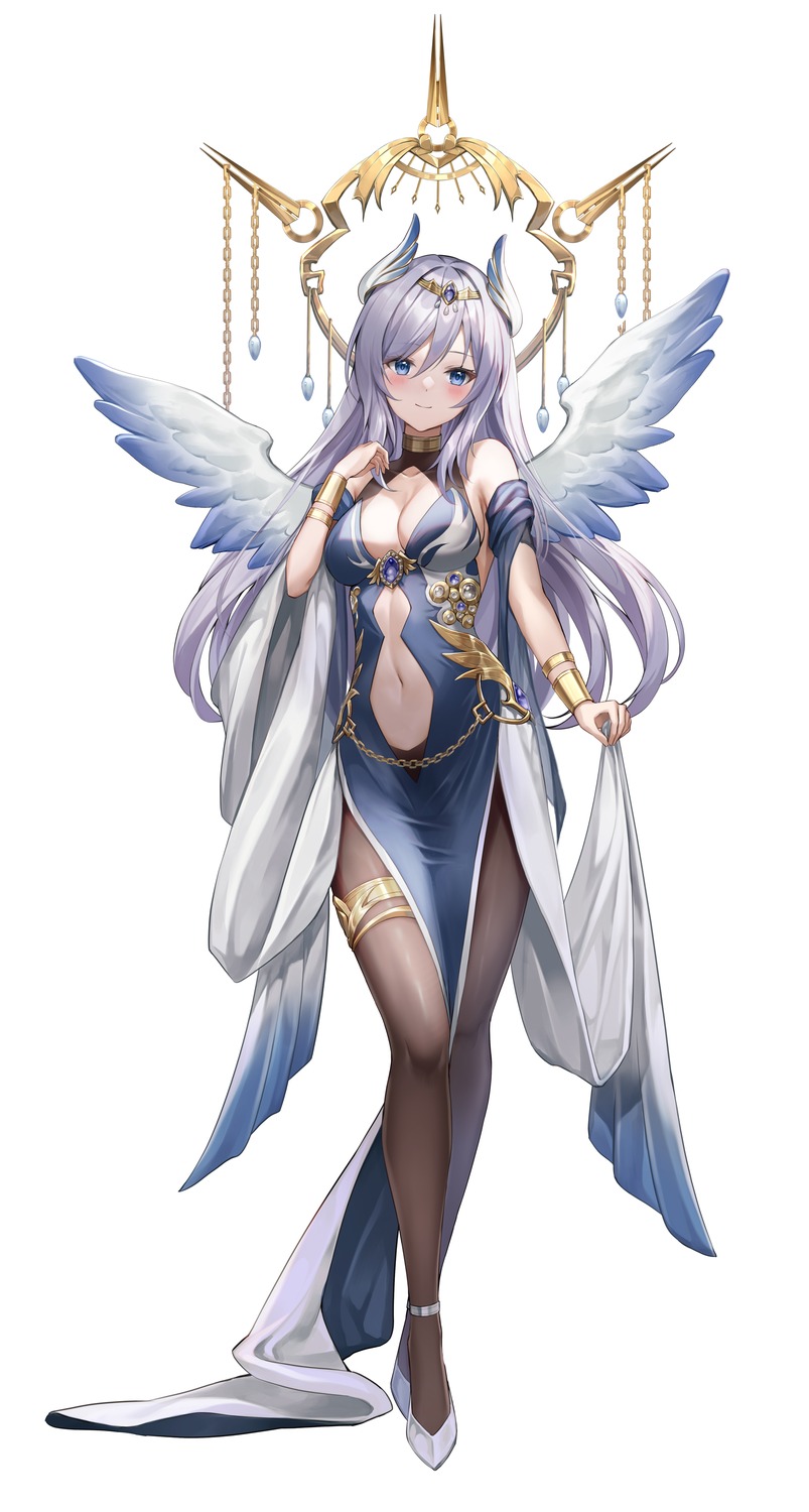 angel dress garter lunacle no_bra pantyhose wings