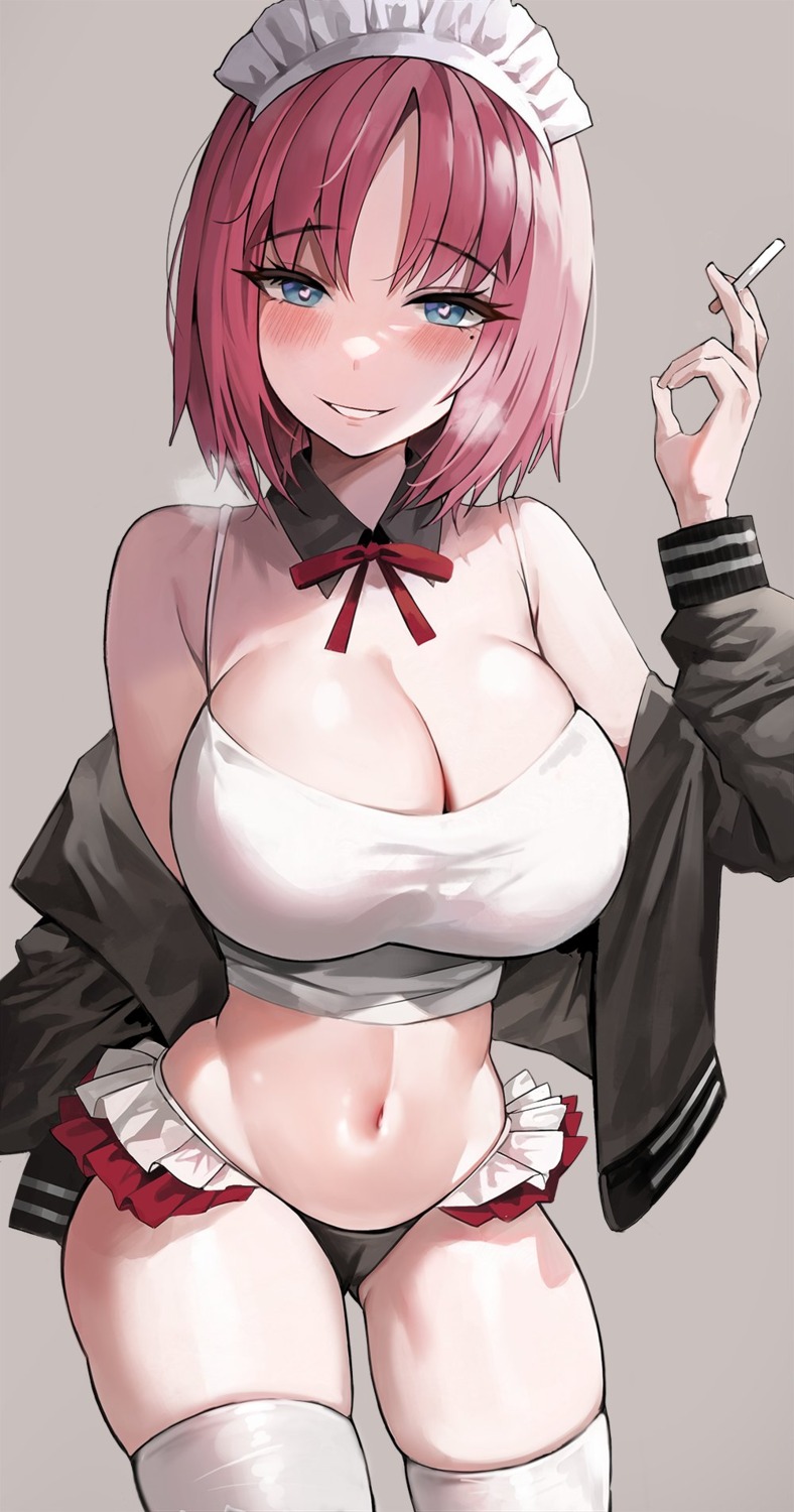 cameltoe hisui maid no_bra pantsu suou-sensei thighhighs tsukihime