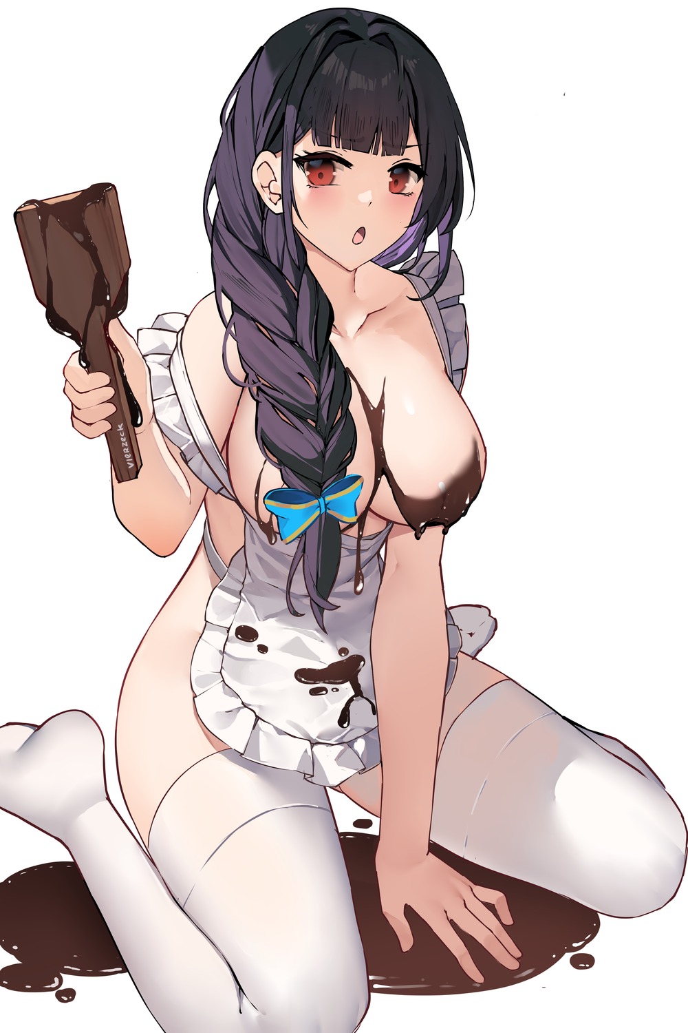 cream naked_apron thighhighs vierzeck