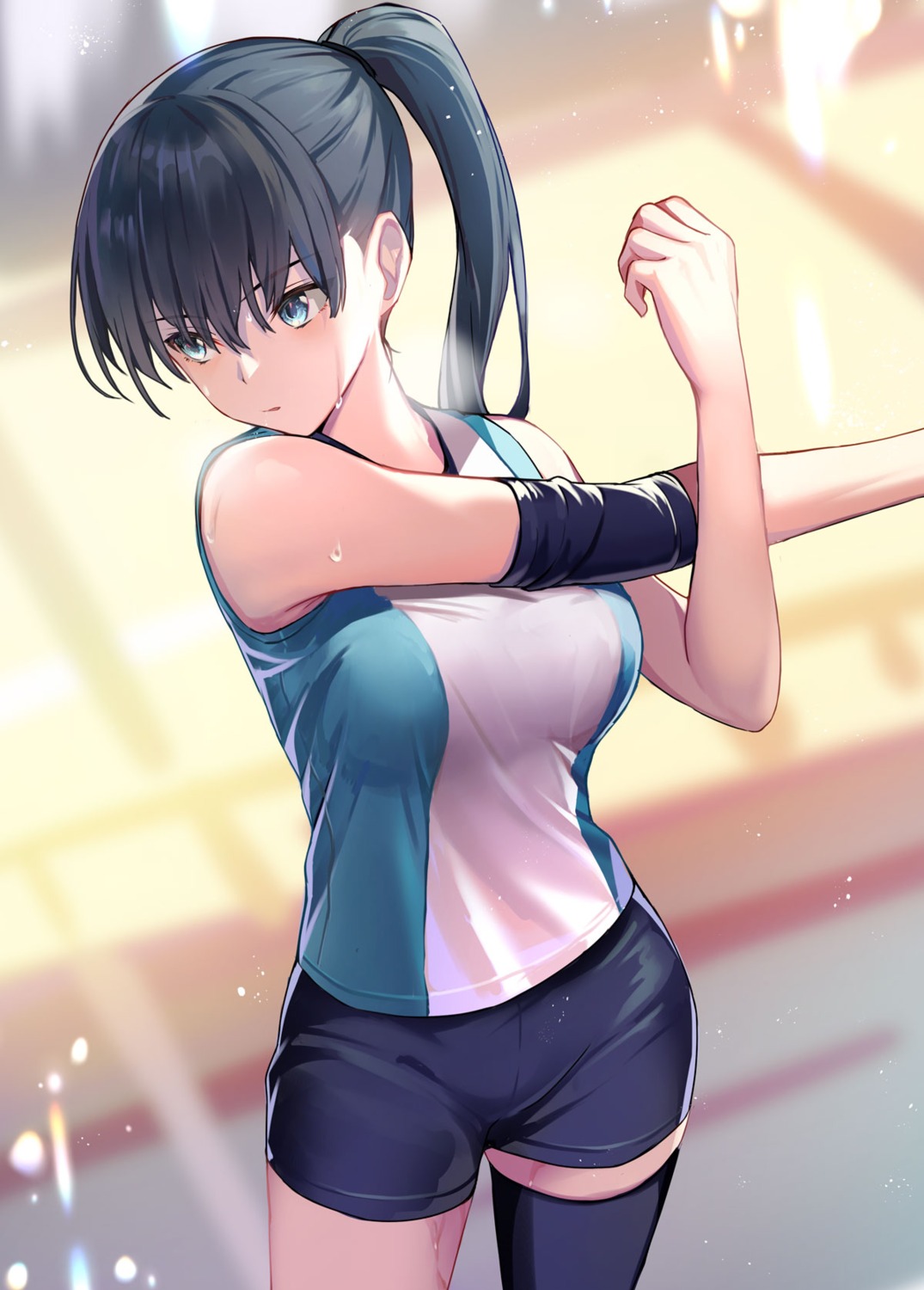 gym_uniform kagawa_ichigo shuumatsu_no_harem thighhighs toudou_akira_(shuumatsu_no_harem) wet