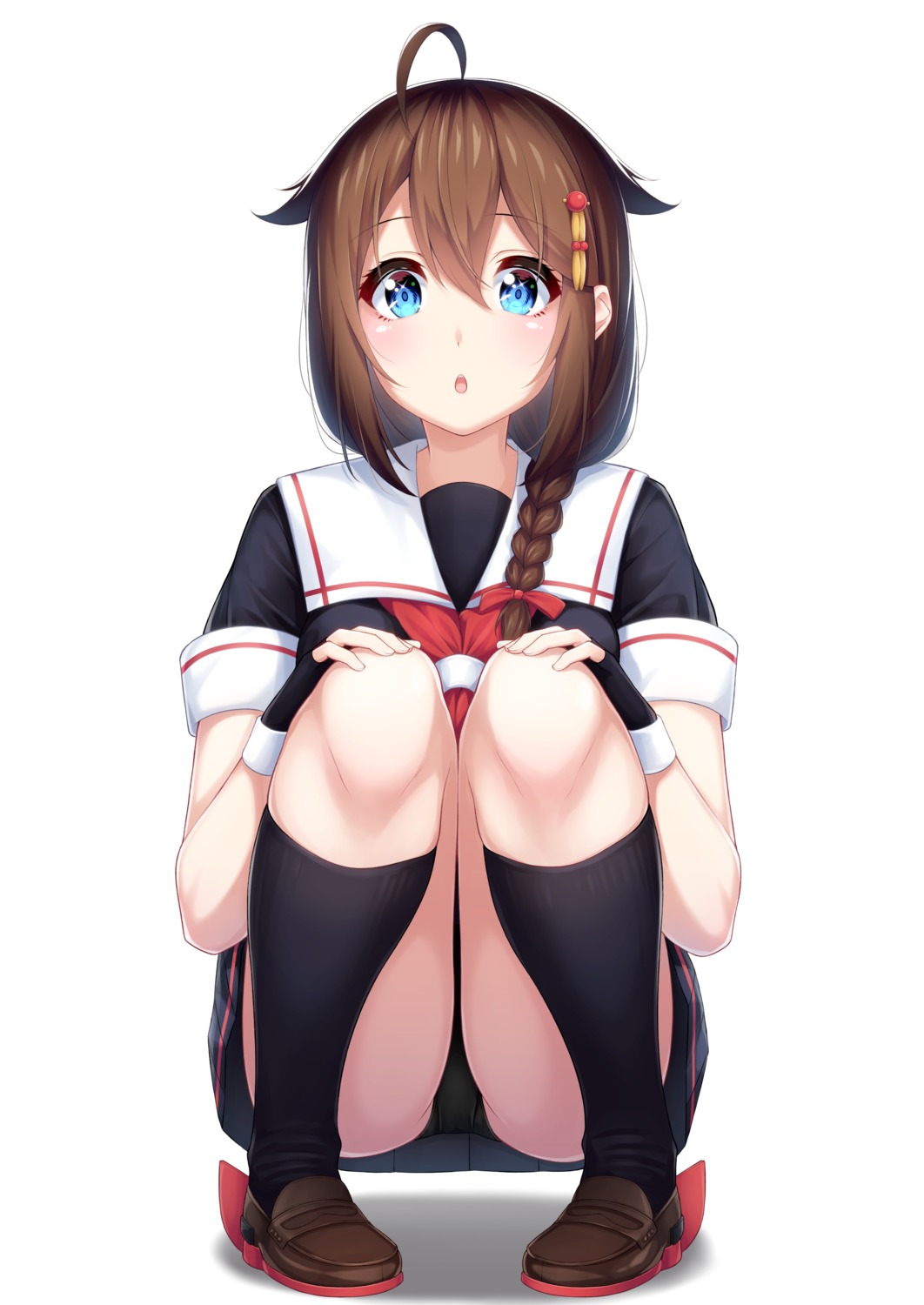 kantai_collection ochiai_miyabi pantsu seifuku shigure_(kancolle)