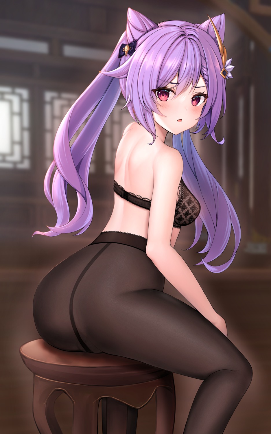 ass bra chanifge genshin_impact keqing nopan pantyhose