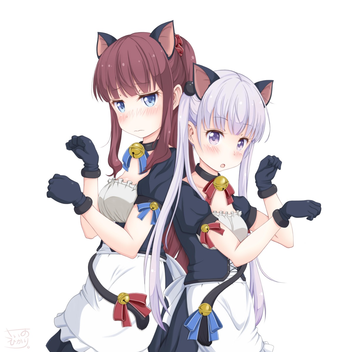 animal_ears maid nekomimi new_game! saino_hikari suzukaze_aoba tail takimoto_hifumi