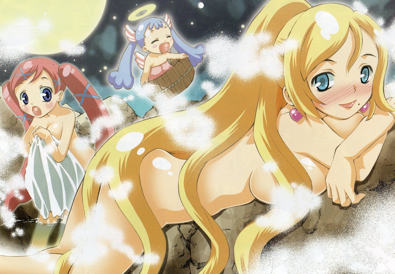 akai_maho angel doki_doki_majo_shinpan lulu_(doki_doki_majo_shinpan) naked onsen seiya_eve