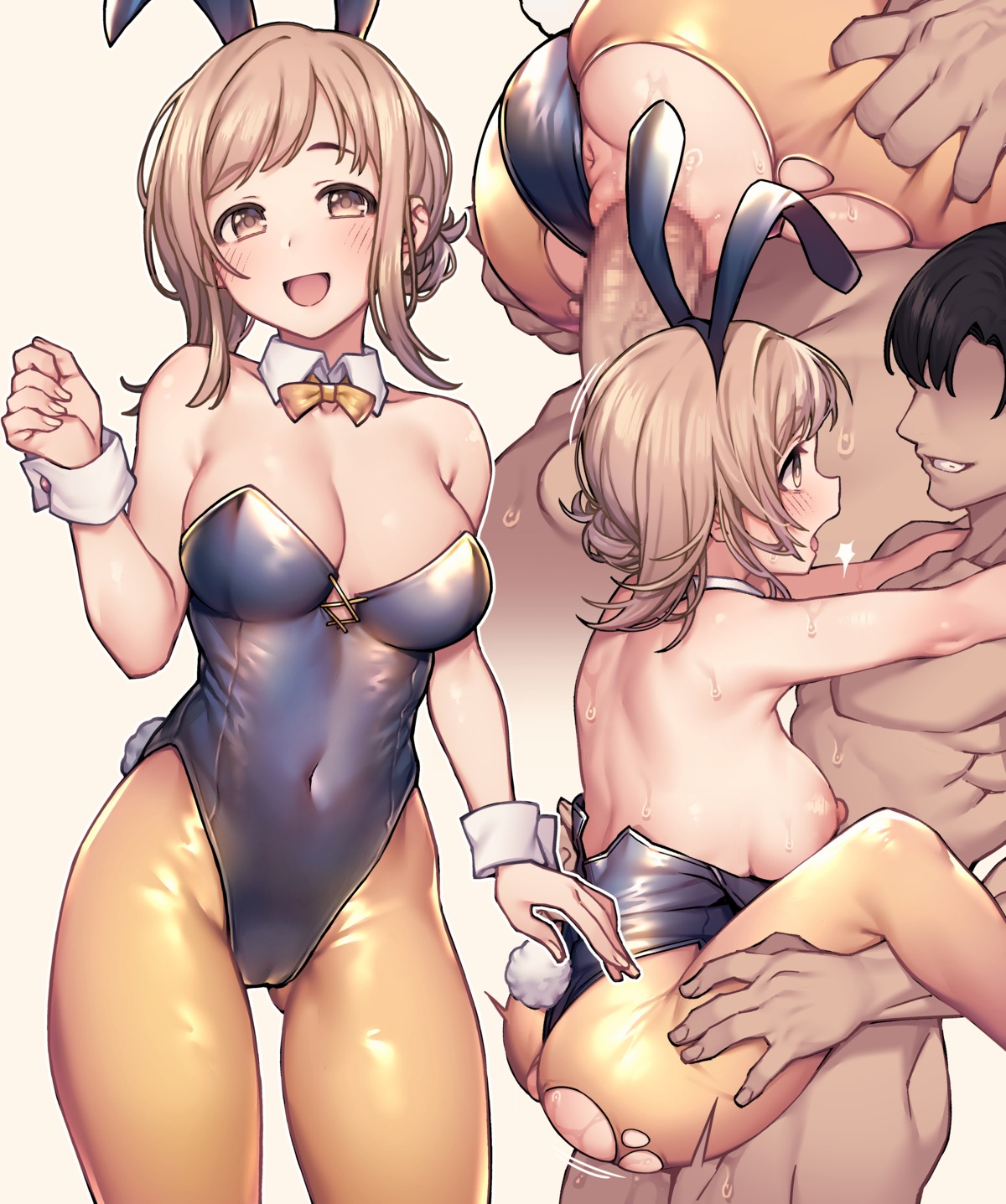 animal_ears anus ass breasts bunny_ears bunny_girl cameltoe censored jp06 nipples no_bra pantyhose penis producer pussy pussy_juice sakuragi_mano sex tail the_idolm@ster the_idolm@ster_shiny_colors torn_clothes