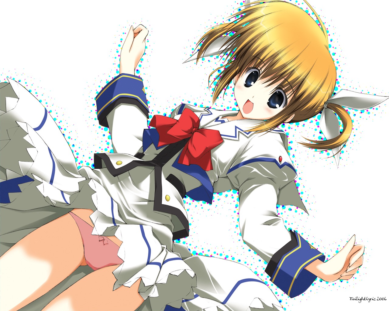 luna_lia mahou_shoujo_lyrical_nanoha pantsu skirt_lift takamachi_nanoha wallpaper