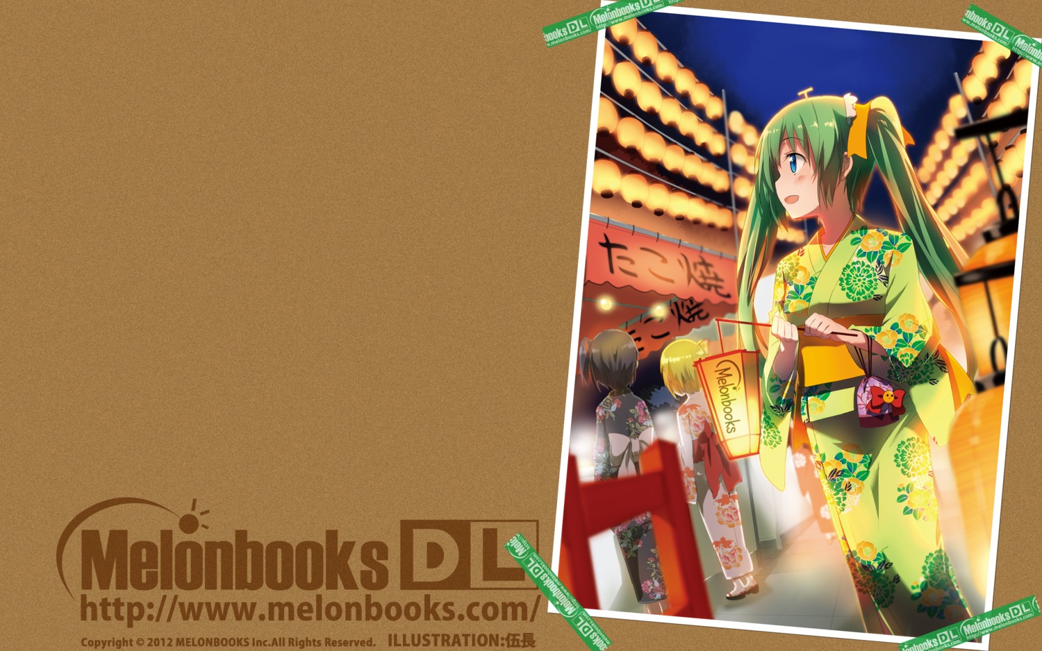 black_lemon-chan gochou_(comedia80) lemon-chan melon-chan melonbooks wallpaper yukata