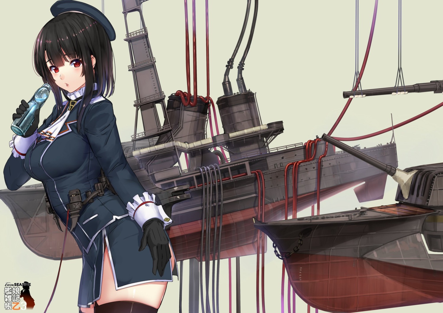 akasa_ai kantai_collection stockings takao_(kancolle) thighhighs uniform weapon