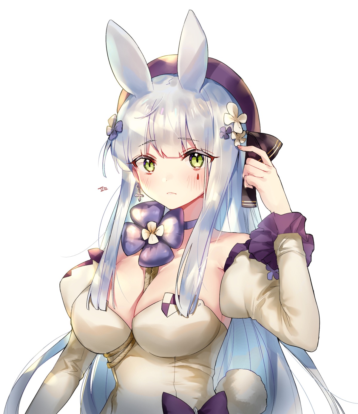 animal_ears bunny_ears cleavage girls_frontline hk416_(girls_frontline) puckjjick_(belbesi19) tail