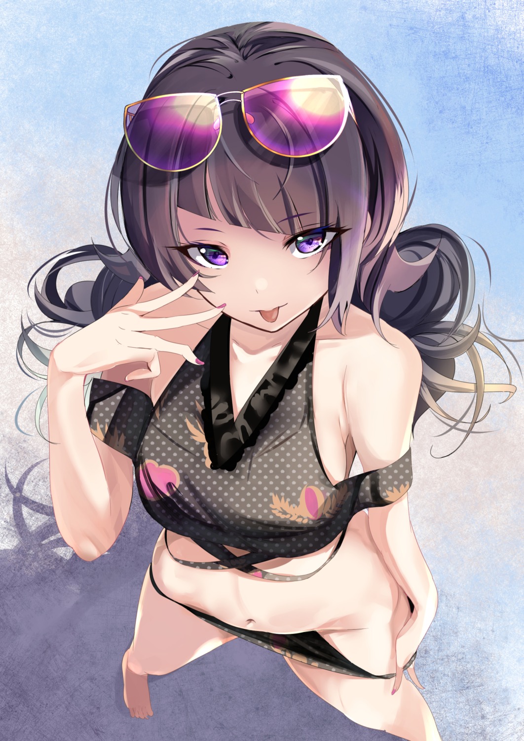 bikini megane panty_pull schreibe_shura swimsuits tanaka_mamimi the_idolm@ster the_idolm@ster_shiny_colors undressing