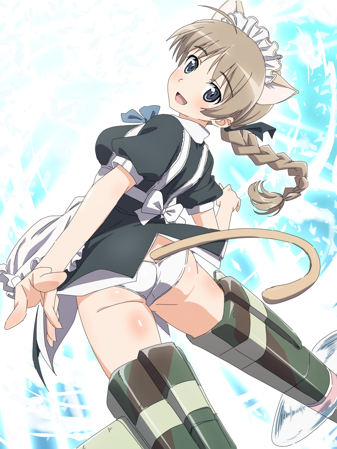 animal_ears ass lynette_bishop maid makicha nekomimi pantsu strike_witches tail