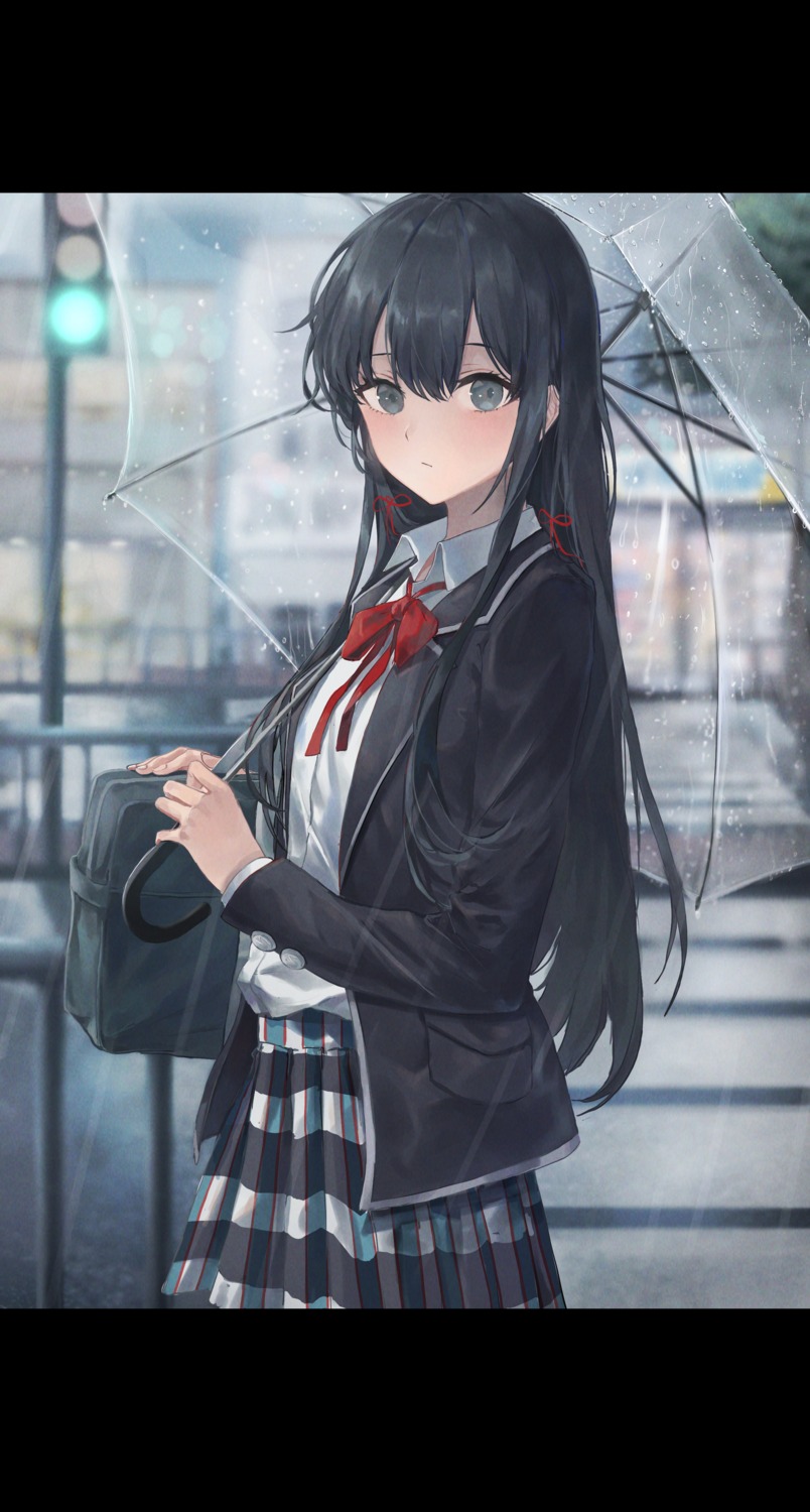 seifuku umbrella yahari_ore_no_seishun_lovecome_wa_machigatteiru. yukinoshita_yukino