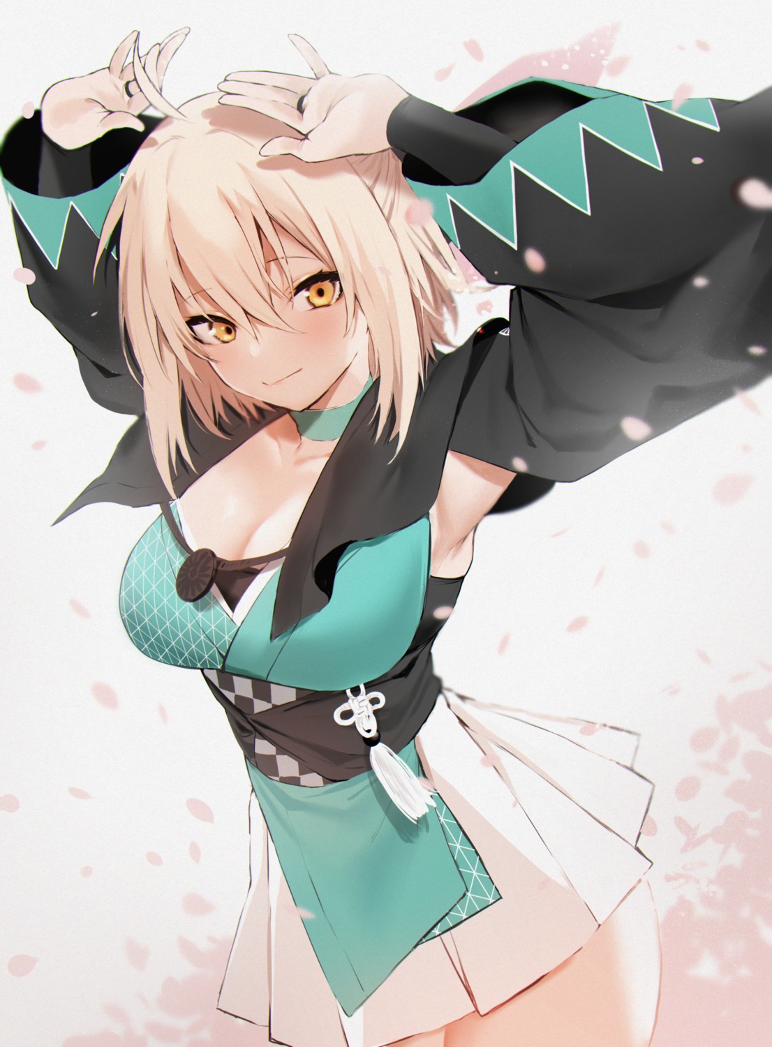 cleavage danimaru fate/grand_order japanese_clothes okita_souji_(fate)