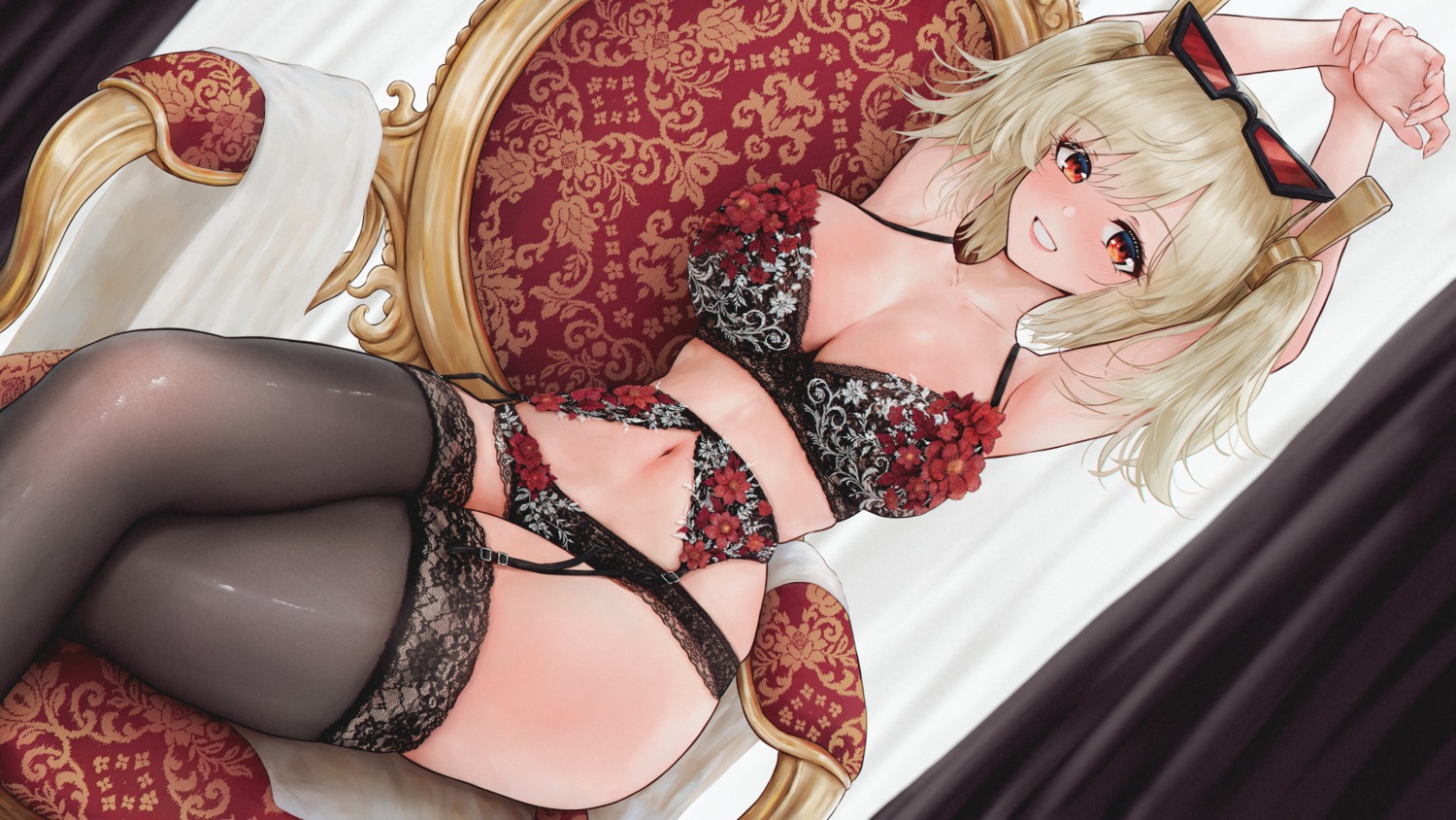 bra burnice_white garter_belt kitsune-neko lingerie megane pantsu stockings thighhighs zenless_zone_zero