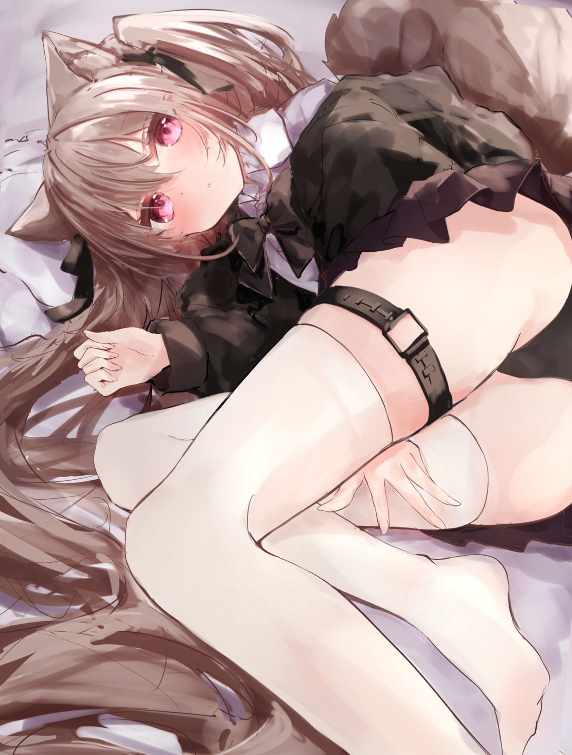 animal_ears fia404 garter loli pantsu skirt_lift tail thighhighs thong