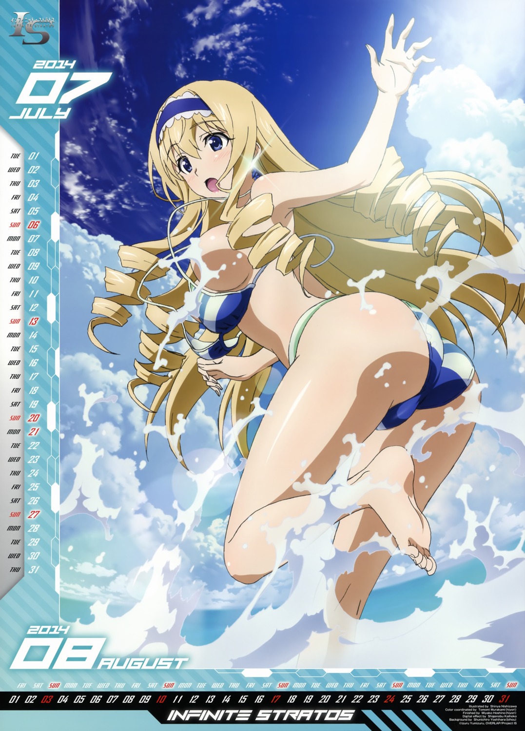 ass bikini calendar cecilia_alcott infinite_stratos nishizawa_shinya swimsuits wardrobe_malfunction