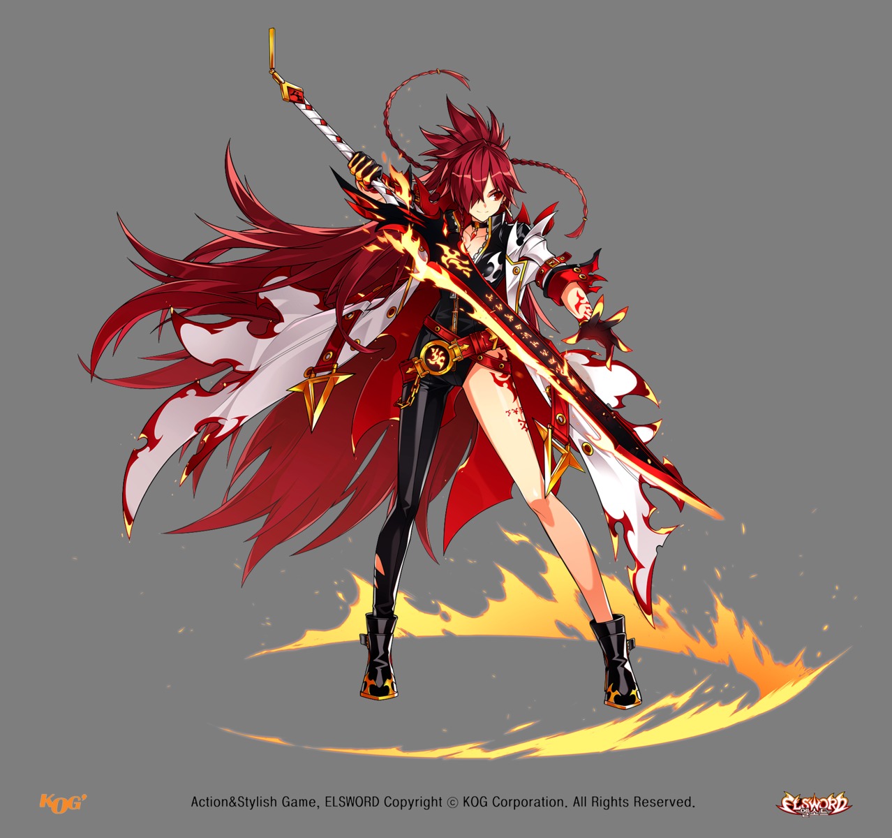 elesis elsword sword tagme tattoo thighhighs transparent_png