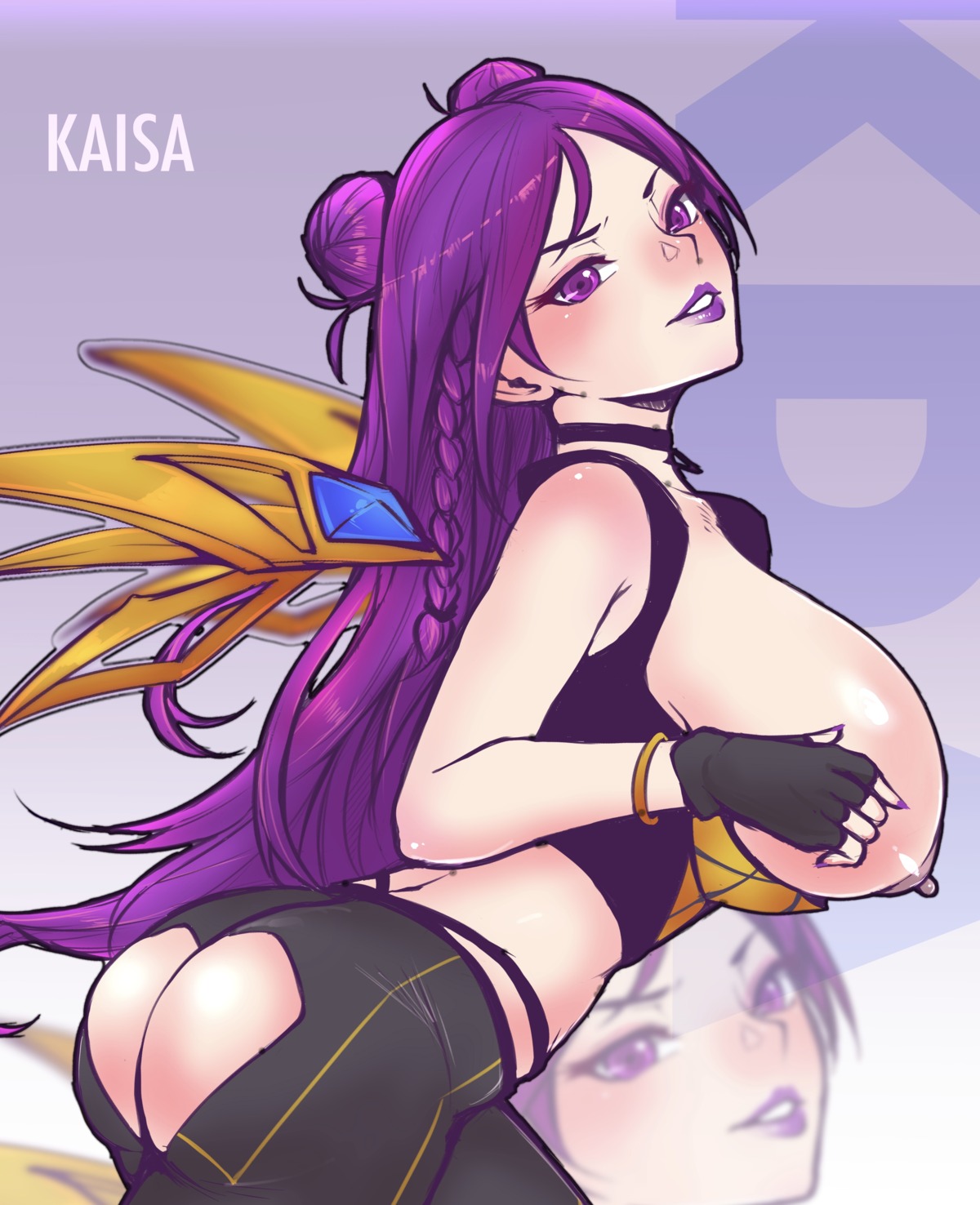 ass breasts kai'sa league_of_legends nipples no_bra pantsu thong tinnies