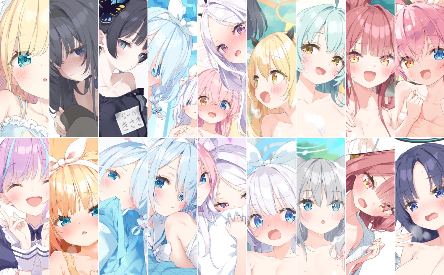 animal_ears arona_(blue_archive) asagi_mutsuki blue_archive bra cream halo hayase_yuuka heterochromia hololive horns kani_biimu kozeki_ui kuchinashi_yume loli maid minato_aqua nekomimi no_bra open_shirt plana_(blue_archive) renkawa_cherino rikuhachima_aru ryuuge_kisaki school_swimsuit seifuku shimotsuki_potofu sorasaki_hina sunaookami_shiroko sweater swimsuits takanashi_hoshino tanga_ibuki topless towel undressing wet yukata