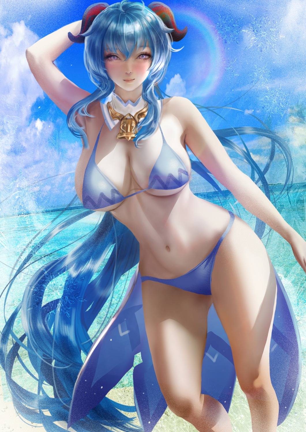 bikini donyta ganyu genshin_impact horns swimsuits