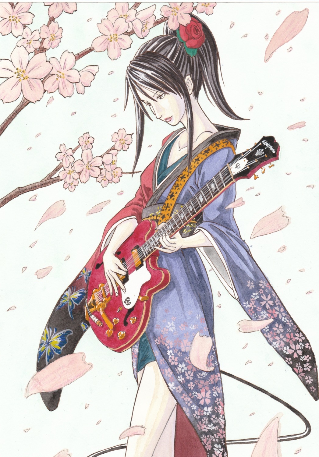 aria_(pixiv_1729581) guitar kimono