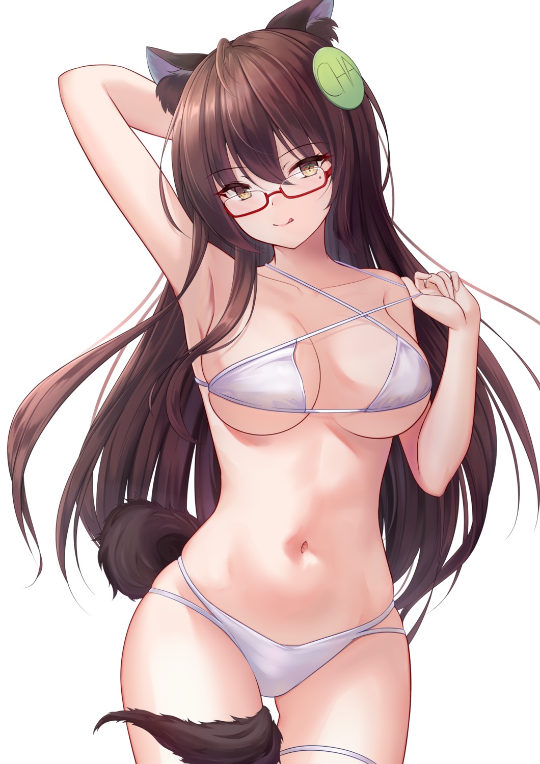 animal_ears bikini garter megane shenqi_(toid310) swimsuits tail