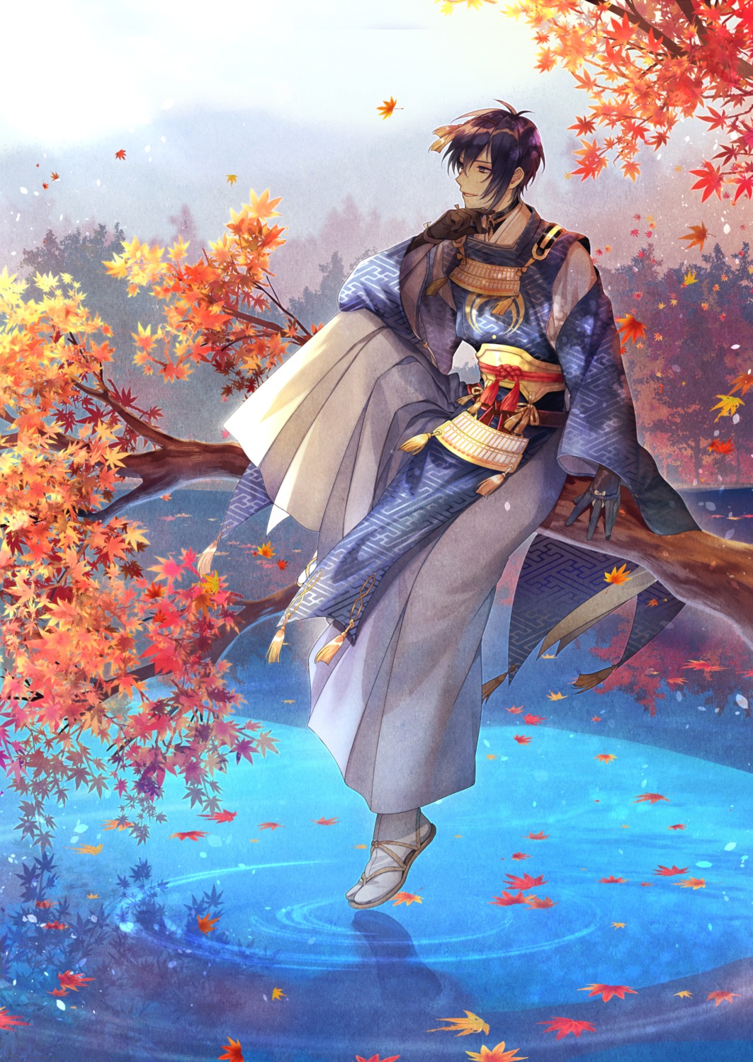 armor japanese_clothes male mikazuki_munechika touken_ranbu yuki-bayashi