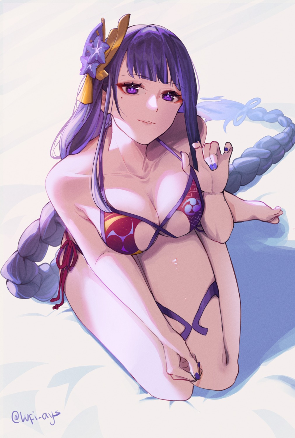 bikini feet garter genshin_impact lufi_ays raiden_shogun swimsuits undressing