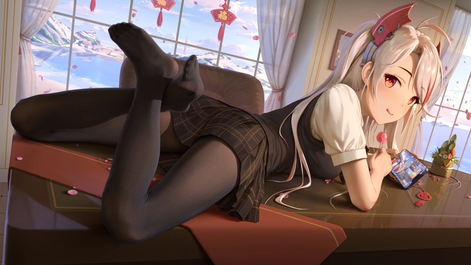 azur_lane feet pantyhose prinz_eugen_(azur_lane) seifuku tokinohimitsu