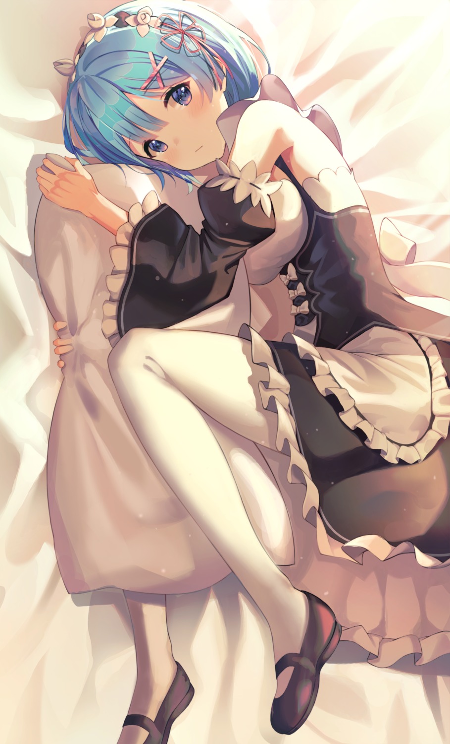 hfmt7223 maid pantyhose re_zero_kara_hajimeru_isekai_seikatsu rem_(re_zero) skirt_lift