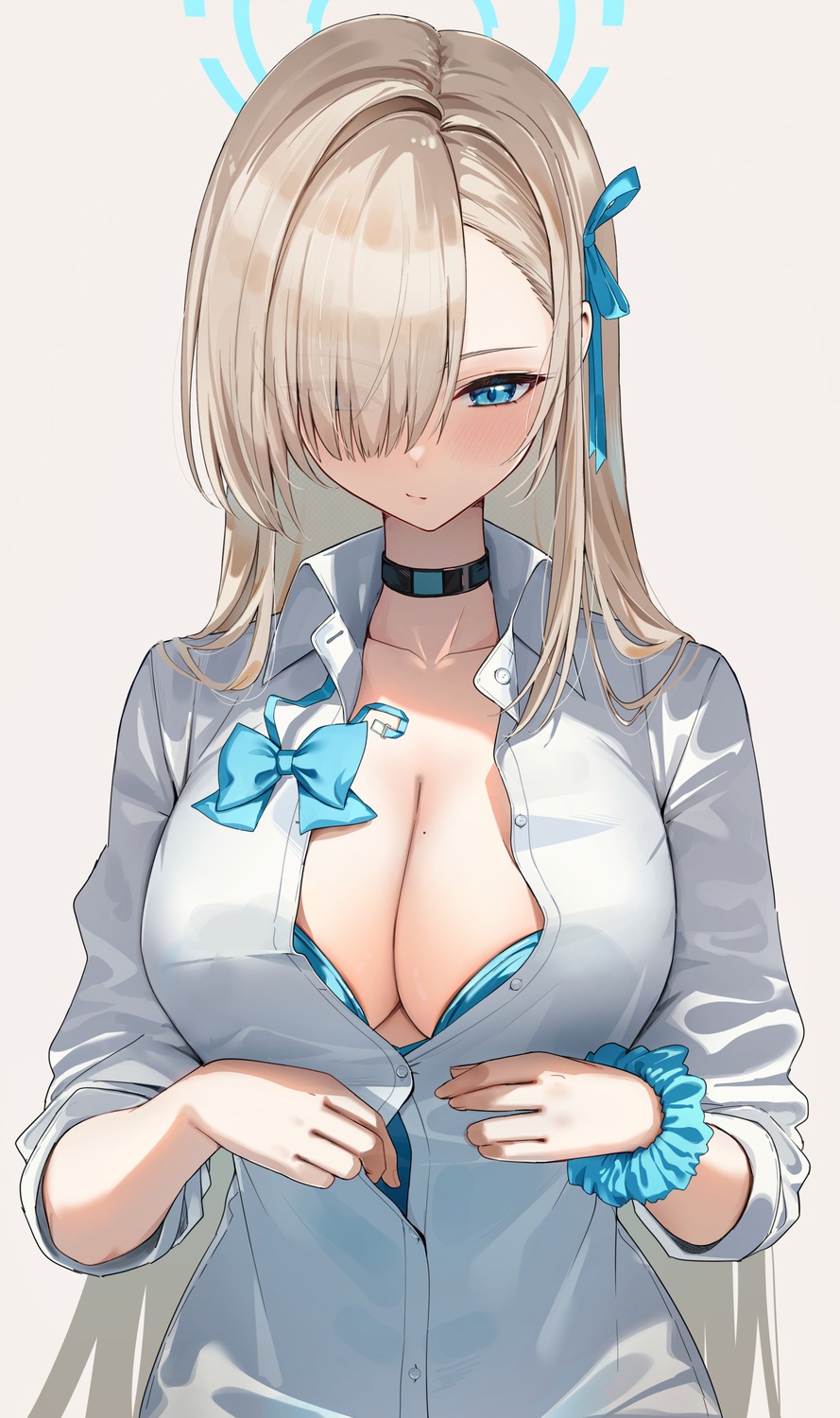 angel auui blue_archive ichinose_asuna leotard see_through seifuku undressing